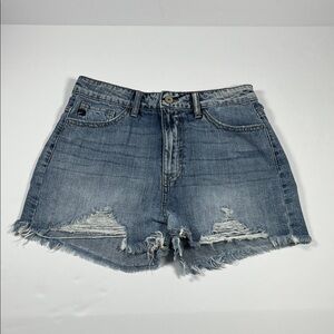 KanCan Classic Blue Frayed Hem Jean Shorts Sz M